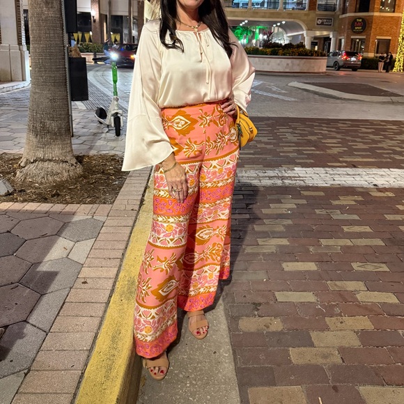 Alex Marie Pants - Alex Marie Floral Wide Leg Pants in Pink and Brown